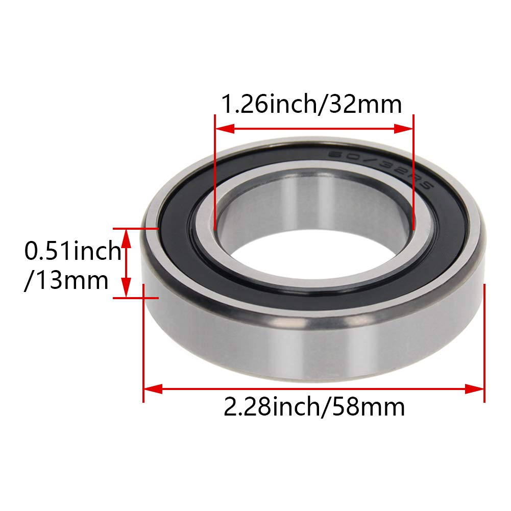 60/32-2RS 32x58x13mm Ball Bearing Double Rubber Seal Bearings Pre-Lubricated